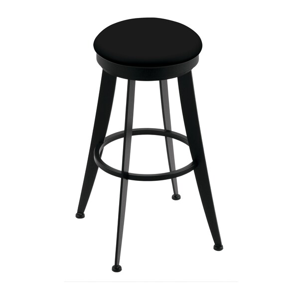 Laser 30" Swivel Bar Stool, Black Wrinkle, Black Vinyl Seat